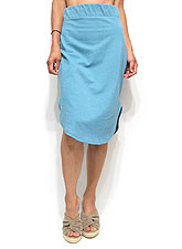 Skirt038 Round Hem Side Slit Jersey Skirt/Blue