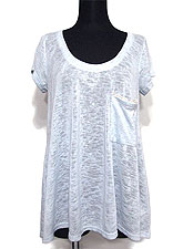 Tops657 Back Lace Trim Knitted T/Sky