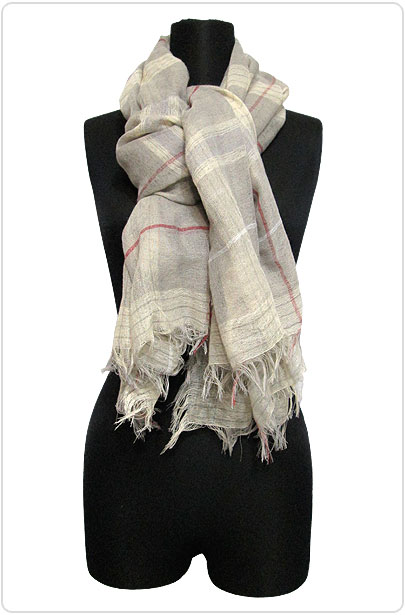 Scarf087 Square Plaid Summer Scarf/Taupe