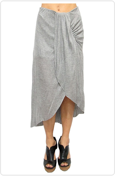 Skirt029 Ruched Assymetric Skirt/Heather Grey