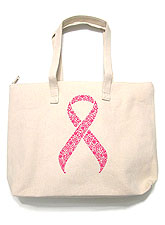 Bag135 Pink Ribbon Tote Bag/ Natural