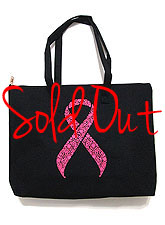 Bag136 Pink Ribbon Tote Bag/ Black