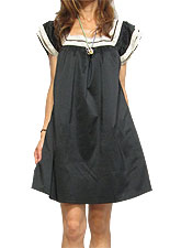 Dress099 Square Neck Lace Trim Dress/Black