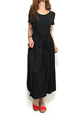 Dress146 Waist Tie Pleated Dress/Black