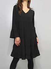 Dress158 V-Neck Tiered Dress/ Black