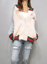 Knit222 Bi-Color Fuzzy Knit Stadium Jacket/Pink