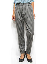 Pants151 Pin-Stripe Roll-Up Pants/Grey