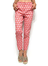 Pants222 Ornament Print Ankle Pants/Red