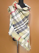 Scarf153 Super Soft Plaid Blanket Stole/Taupe