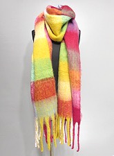 Scarf159 Maxi Long Plaid Stole/Candy Mix