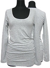 Tops291 Basic Scoop Neck L/S T-Shirt/Grey
