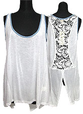 Tops409 Back-Lace Tank Top/White