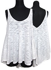 Tops558 Hi-Low Flare Tank Top/White