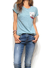 Tops703 Cali Bear Pocket Slub T-Shirt/Dusty Mint