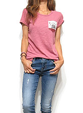 Tops704 Cali Bear Pocket Slub T-Shirt/Dusty Berry