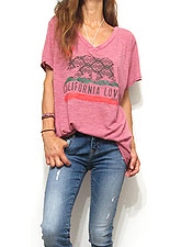 Tops716 Cali Bear Oversized T-Shirt/Dusty Berry