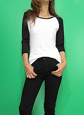 Tops811 Bi-Color Sleeve Raglan T-Shirt/Black & White