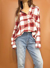 Tops813 Plaid Flannel Shirt/Red