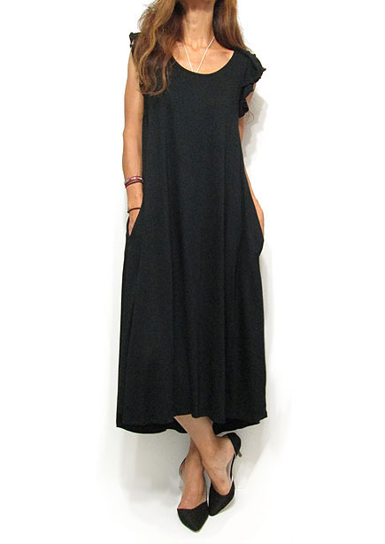 Dress139 Petal Sleeve Easy Dress/Black
