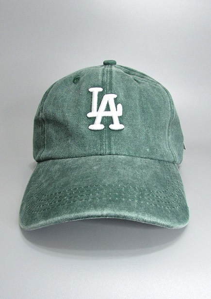 Hat004 LA Embroidery Pigment Cap/Green