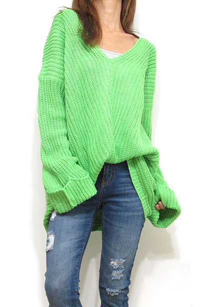 Knit213 Bias Seam Off-Shoulder Knitted Top/Lime