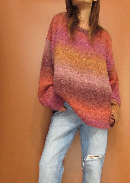 Knit253 Oversized Ombre Dyed Sweater/Wine Multi