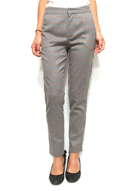 Pants154 Checkered Sleek Pants/Grey