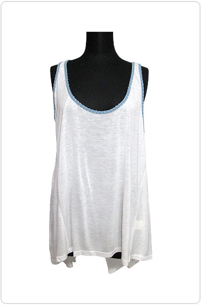 Tops409 Back-Lace Tank Top/White