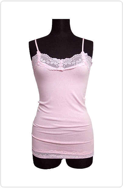Tops422 Basic Lace Cami/Baby Pink