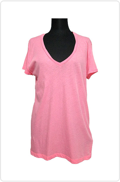 Tops439 Loose-Fitted V-Neck T/Pink