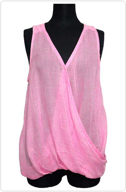 Tops517 Wrap-Over Tank Blouse/Pink