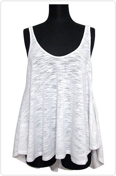 Tops558 Hi-Low Flare Tank Top/White