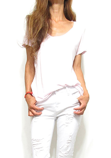 Tops607 Basic Relaxed Scoop Neck T-Shirt/Lavender