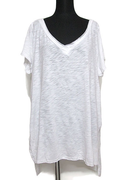 Tops614 Double V-Neck T-Shirt/White
